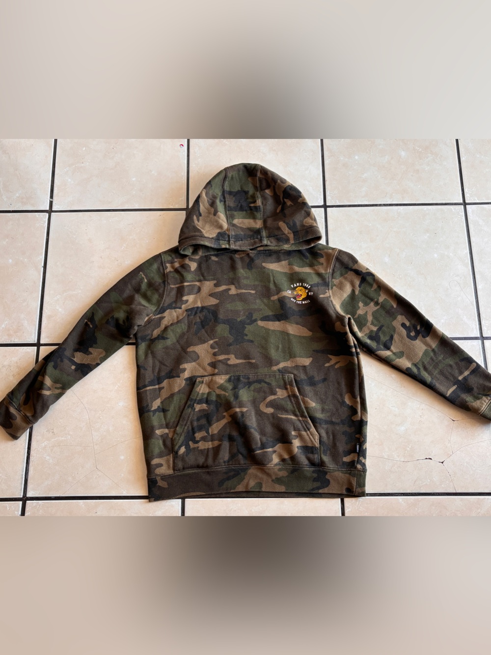 Vans Camo Hooded Sweatshirt - Green & Brown with Tiger Design